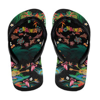 Hawaiian Alohawaii Flip Flops Tribal Sea Animals Tattoo and Tropical Plants - Polynesian Pride