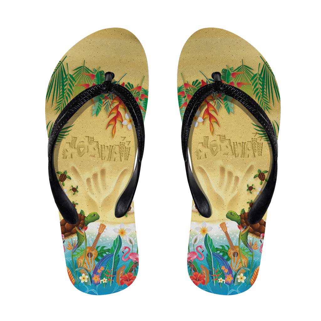 Hawaiian Alohawaii Flip Flops Tropical Plants and Animals on The Beach - Polynesian Pride