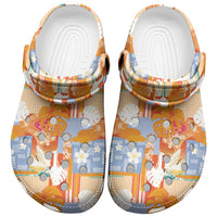 Hawaiian and Japanese Culture Together Clogs Shoes Palaka Japanese Art and Tropical Motif Tribal Patchwork LT03 Multicolor - Polynesian Pride