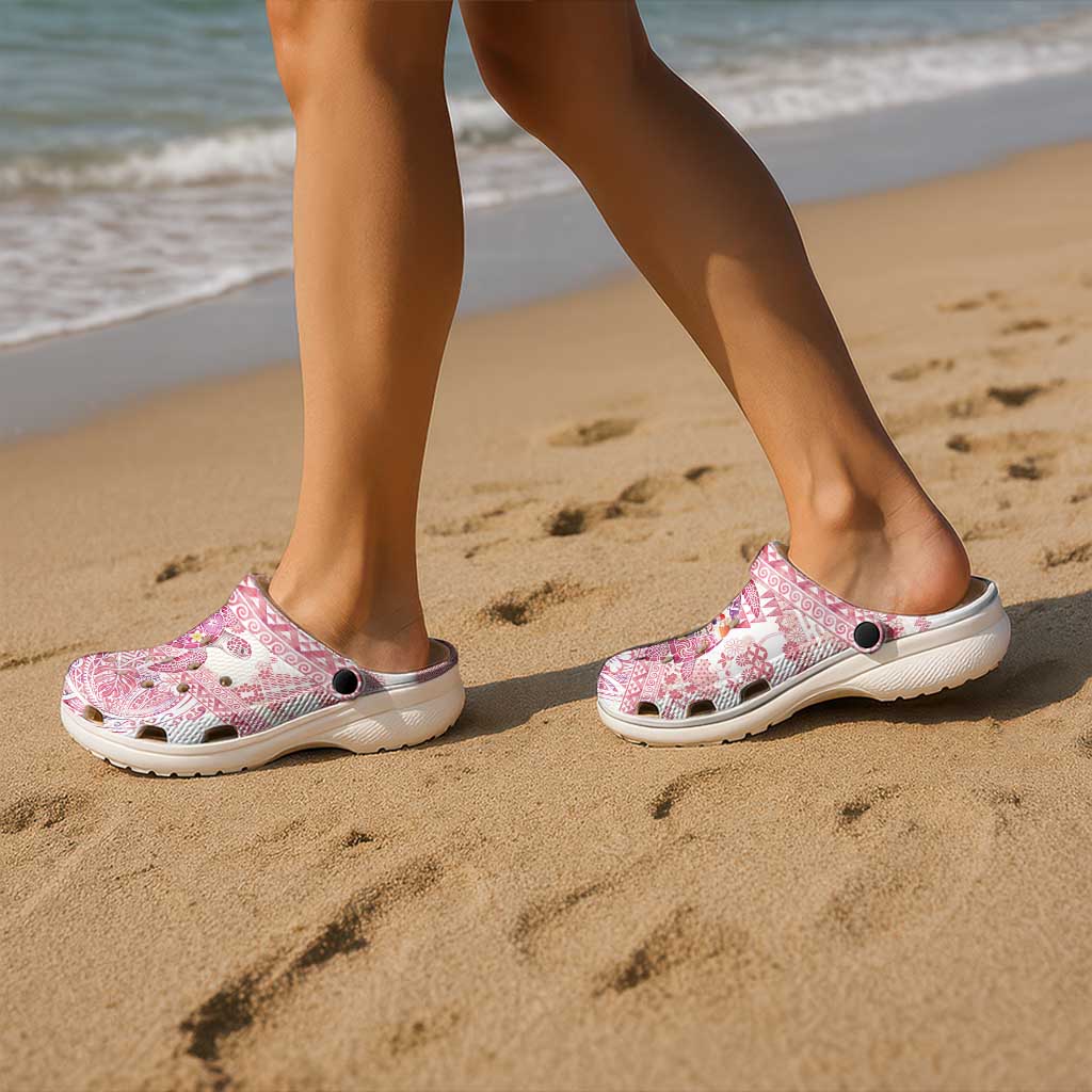 Hawaiian and Japanese Culture Together Clogs Shoes Tropical Honu with Japanese Elements Pink Color LT03 - Polynesian Pride
