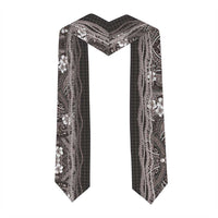 Hawaiian Art Flower Tribal with Lei Graduation Stole Palaka Pattern Grayscale