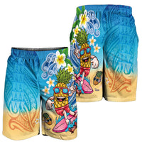Hawaiian Funny Pineapple Surfing Shorts for Men Beach with Tribal Kakau and Plumeria LT03 - Polynesian Pride