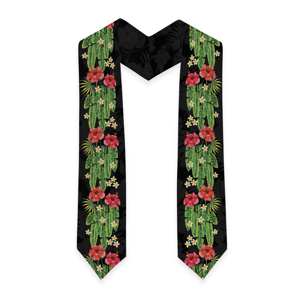 Hawaiian Hibiscus Plumeria Graduation Stole Tropical Leaves LT01 - Polynesian Pride