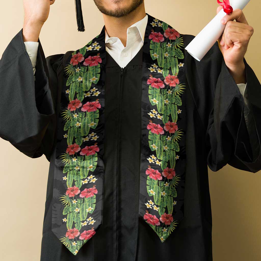 Hawaiian Hibiscus Plumeria Graduation Stole Tropical Leaves LT01 - Polynesian Pride