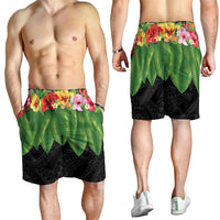 Hawaiian Hula Skirt Style Shorts for Men Tropical Flowers and Leaves LT03 - Polynesian Pride