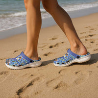 Hawaiian Island Shapes-Iconic Landscape Clogs Shoes with Plumeria and Palaka Blue Color LT03 - Polynesian Pride