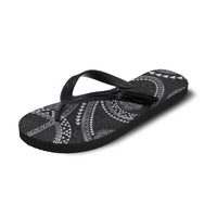Hawaiian Kakau Art and Hisbiscus Tattoo Flip Flops Tribal Pattern-Silver Style - Polynesian Pride