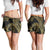 Hawaiian Kakau Art and Hisbiscus Tattoo Shorts for Women Tribal Pattern-Gold Style - Polynesian Pride