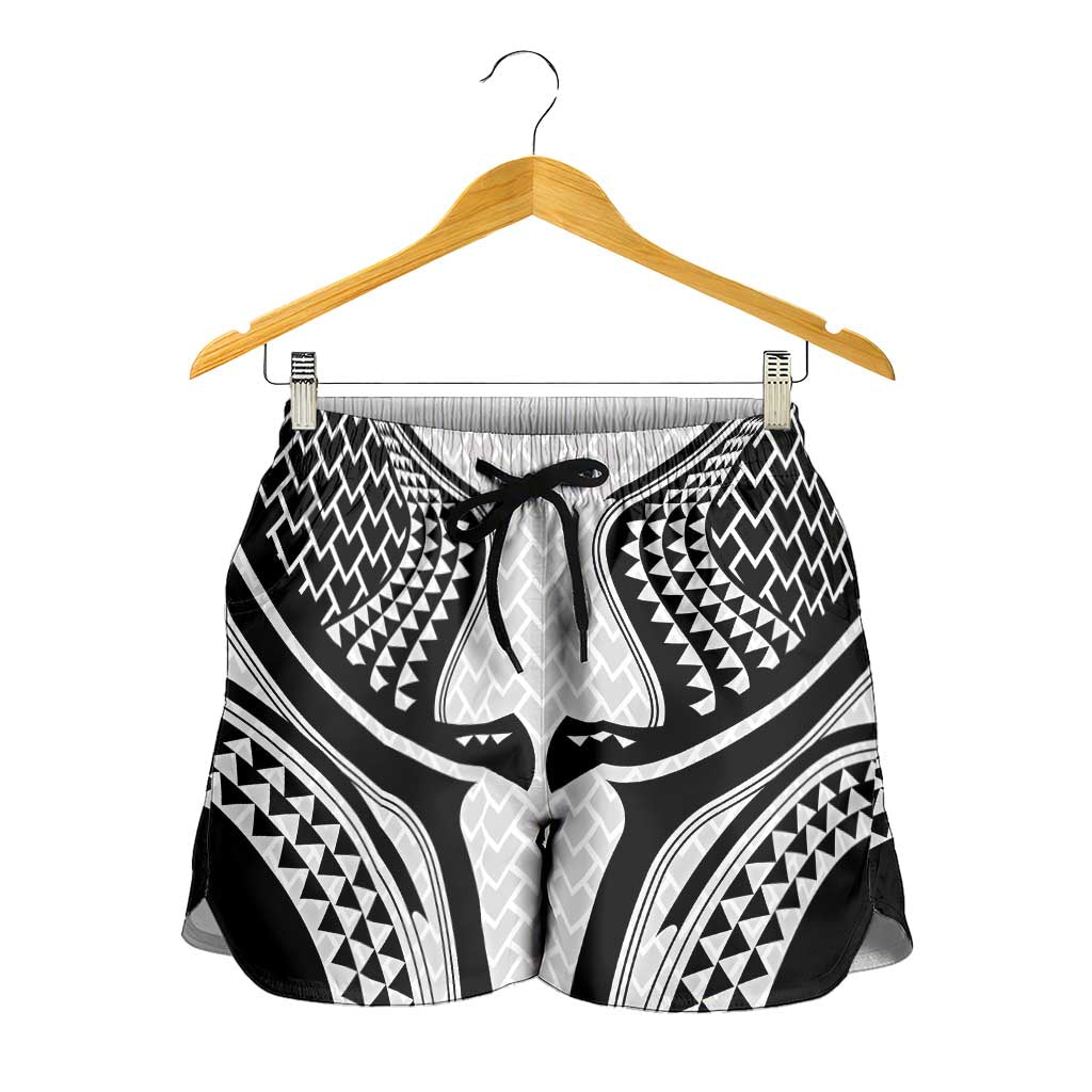 Hawaiian Kakau Art Tattoos Aquaman Style Shorts for Women White Version - Polynesian Pride