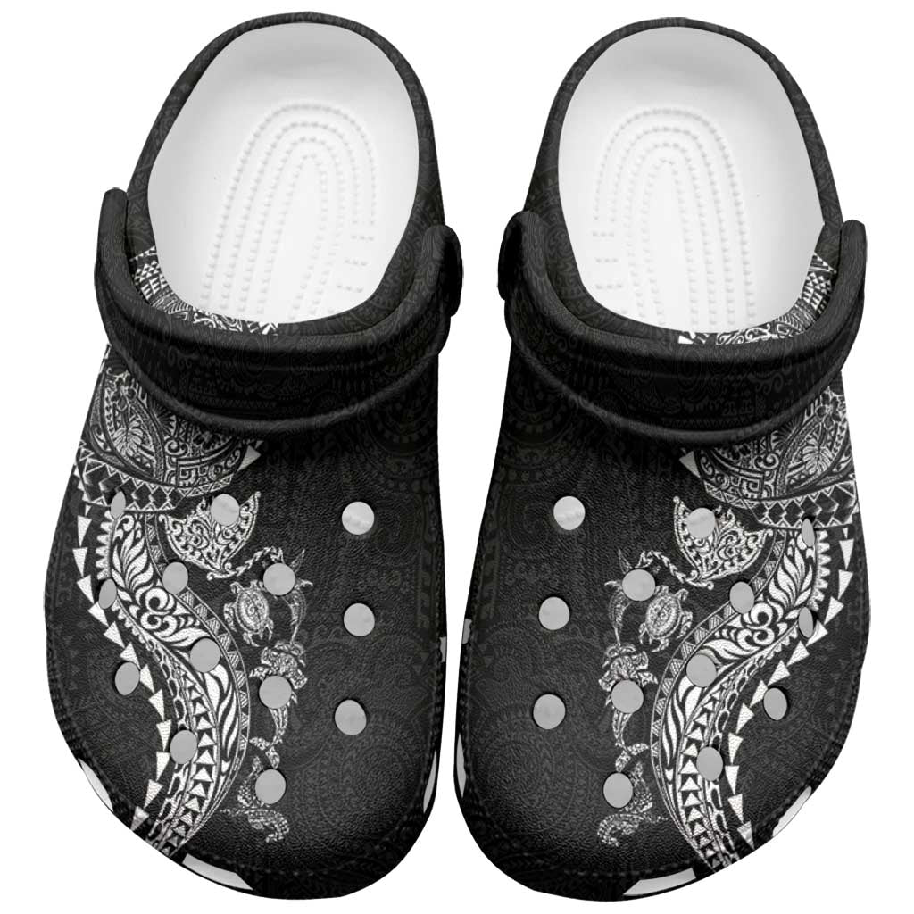 Hawaiian Kakau Tribal Sea Animals Tattoos Clogs Shoes Black Color
