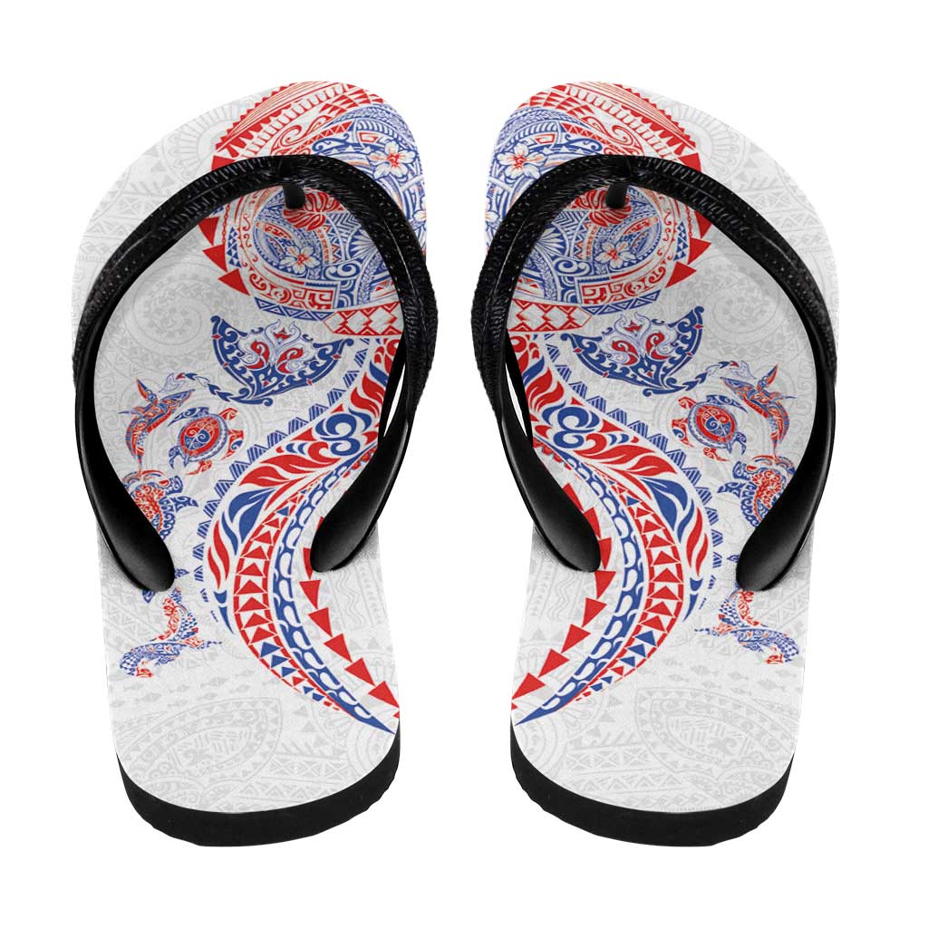 Hawaiian Kakau Tribal Sea Animals Tattoos Flip Flops Hawaii Flag Color Inspired LT03 - Polynesian Pride