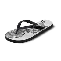Hawaiian Kakau Tribal Sea Animals Tattoos Flip Flops White Color
