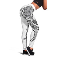 Hawaiian Kakau Tribal Sea Animals Tattoos Leggings White Color