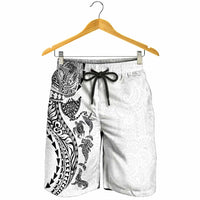 Hawaiian Kakau Tribal Sea Animals Tattoos Shorts for Men White Color LT03 - Polynesian Pride