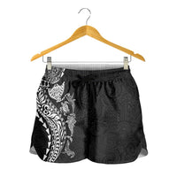 Hawaiian Kakau Tribal Sea Animals Tattoos Shorts for Women Black Color LT03 - Polynesian Pride