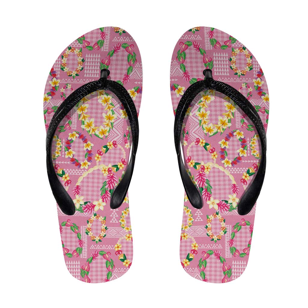 Hawaiian Leis Flip Flops Kakau Tattoos and Palaka Pastel Pink Color LT03 Pink - Polynesian Pride