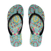 Hawaiian Leis Flip Flops Kakau Tattoos and Palaka Pastel Teal Color LT03 Teal - Polynesian Pride