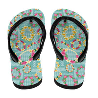 Hawaiian Leis Flip Flops Kakau Tattoos and Palaka Pastel Teal Color LT03 - Polynesian Pride