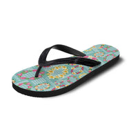 Hawaiian Leis Flip Flops Kakau Tattoos and Palaka Pastel Teal Color LT03 - Polynesian Pride
