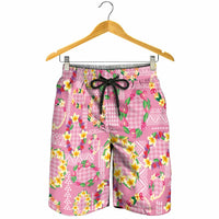 Hawaiian Leis Shorts for Men Kakau Tattoos and Palaka Pastel Pink Color LT03 - Polynesian Pride