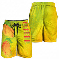 Hawaiian Mango Shorts for Men Polynesian Art Pattern and Kakau Tattoo