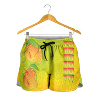 Hawaiian Mango Shorts for Women Polynesian Art Pattern and Kakau Tattoo