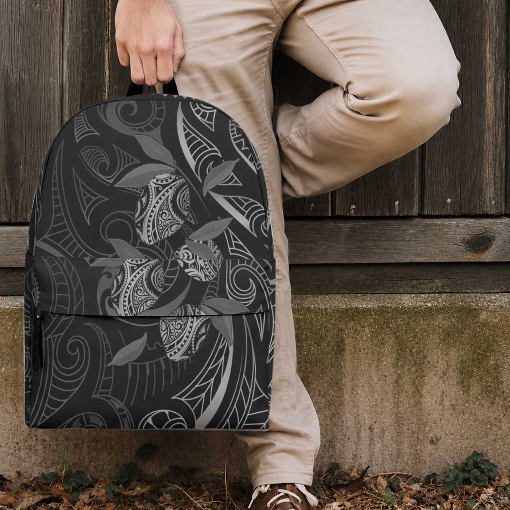 Hawaiian Mango Tribal Tattoo Backpack Black White Pacific Traditional Pattern