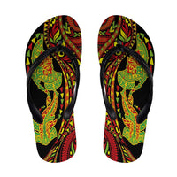 Hawaiian Manta Ray and Hammerhead Shark Tribal Tattoo Flip Flops with Polynesian Tribal Pattern Kanaka Maoli Flag Color LT03 Multicolor - Polynesian Pride