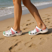 Hawaiian Mele Kalikimaka Clogs Shoes Funny Pineapple Surfing with Map Christmas Stripe Elements LT03 - Polynesian Pride