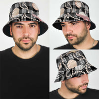 Hawaiian Ocean Seashells Bucket Hat Black Palaka Pattern