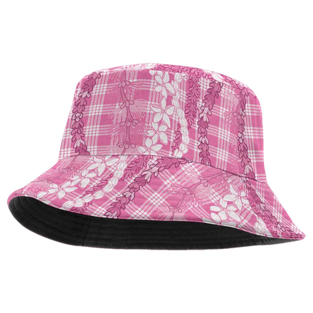 Hawaiian Ohia Lehua Lei Bucket Hat Plaid Palaka Akala Pattern - Polynesian Pride