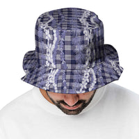 Hawaiian Ohia Lehua Lei Bucket Hat Plaid Palaka Uliuli hohonu Pattern - Polynesian Pride