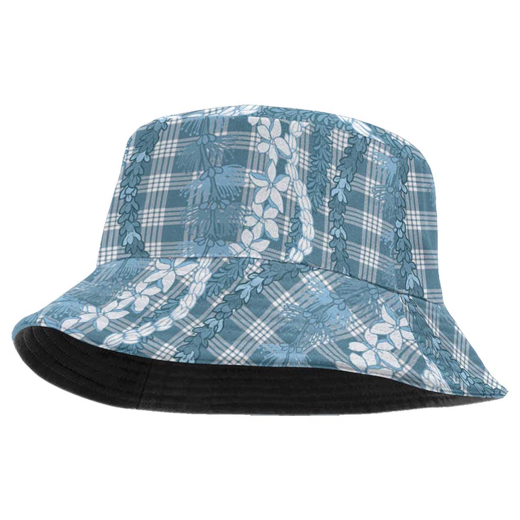 Hawaiian Ohia Lehua Lei Bucket Hat Plaid Palaka Uliuli Omaomao Pattern - Polynesian Pride