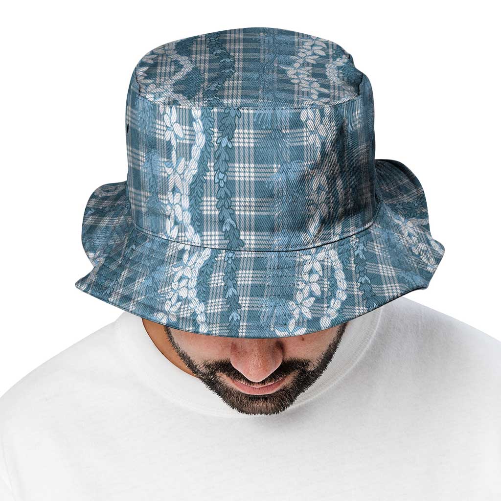 Hawaiian Ohia Lehua Lei Bucket Hat Plaid Palaka Uliuli Omaomao Pattern - Polynesian Pride