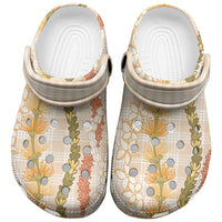 Hawaiian Ohia Lehua Lei Clogs Shoes Plaid Palaka Ahiehie Pattern - Polynesian Pride