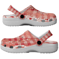 Hawaiian Ohia Lehua Lei Clogs Shoes Plaid Palaka Ulaula Pattern - Polynesian Pride