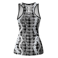 Hawaiian Ohia Lehua Lei Hollow Tank Top Plaid Palaka Eleele Pattern - Polynesian Pride
