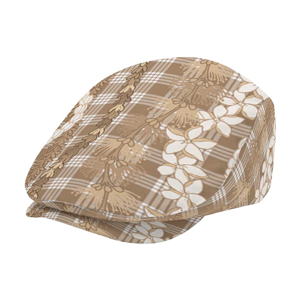 Hawaiian Ohia Lehua Lei Jeff Hat Plaid Palaka Kalaihaahaa Pattern - Polynesian Pride