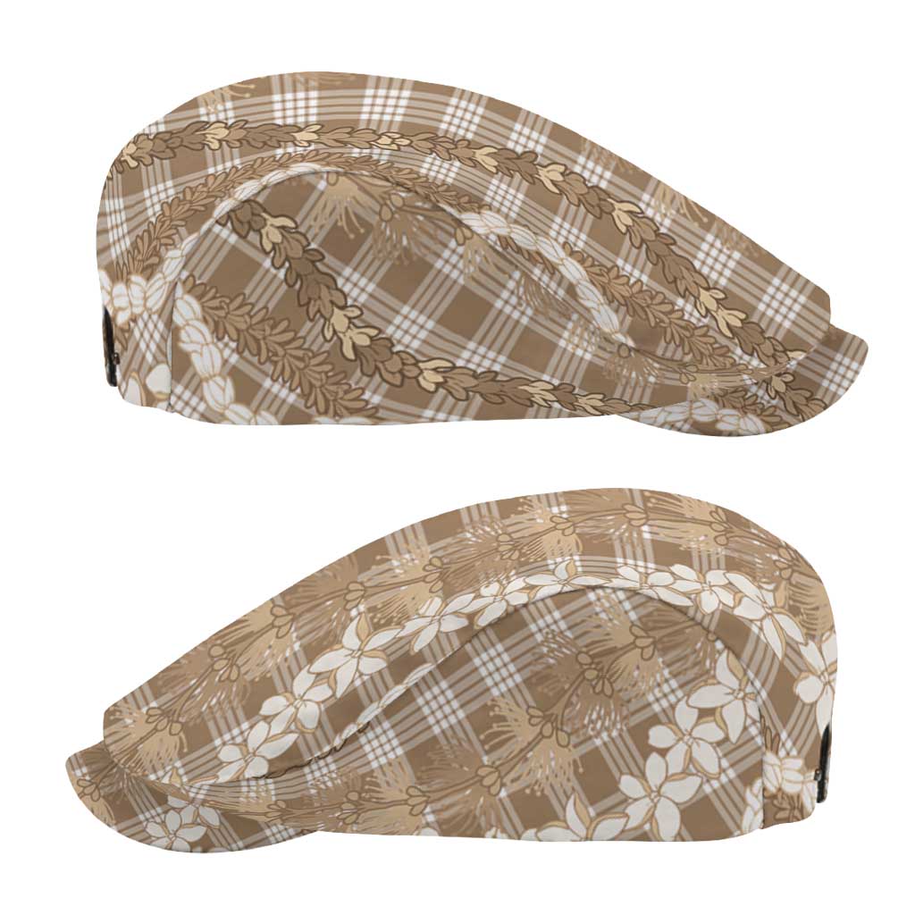 Hawaiian Ohia Lehua Lei Jeff Hat Plaid Palaka Kalaihaahaa Pattern - Polynesian Pride
