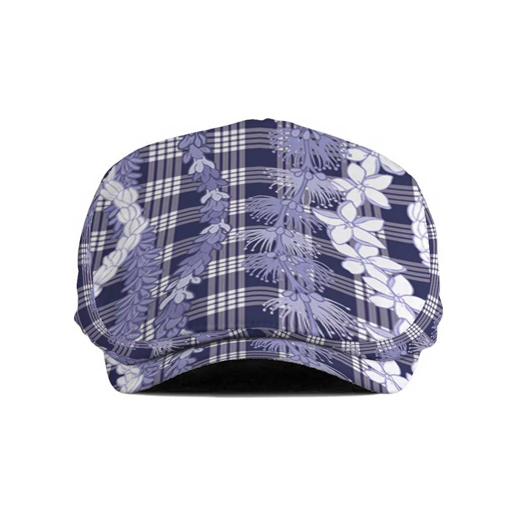 Hawaiian Ohia Lehua Lei Jeff Hat Plaid Palaka Uliuli hohonu Pattern - Polynesian Pride