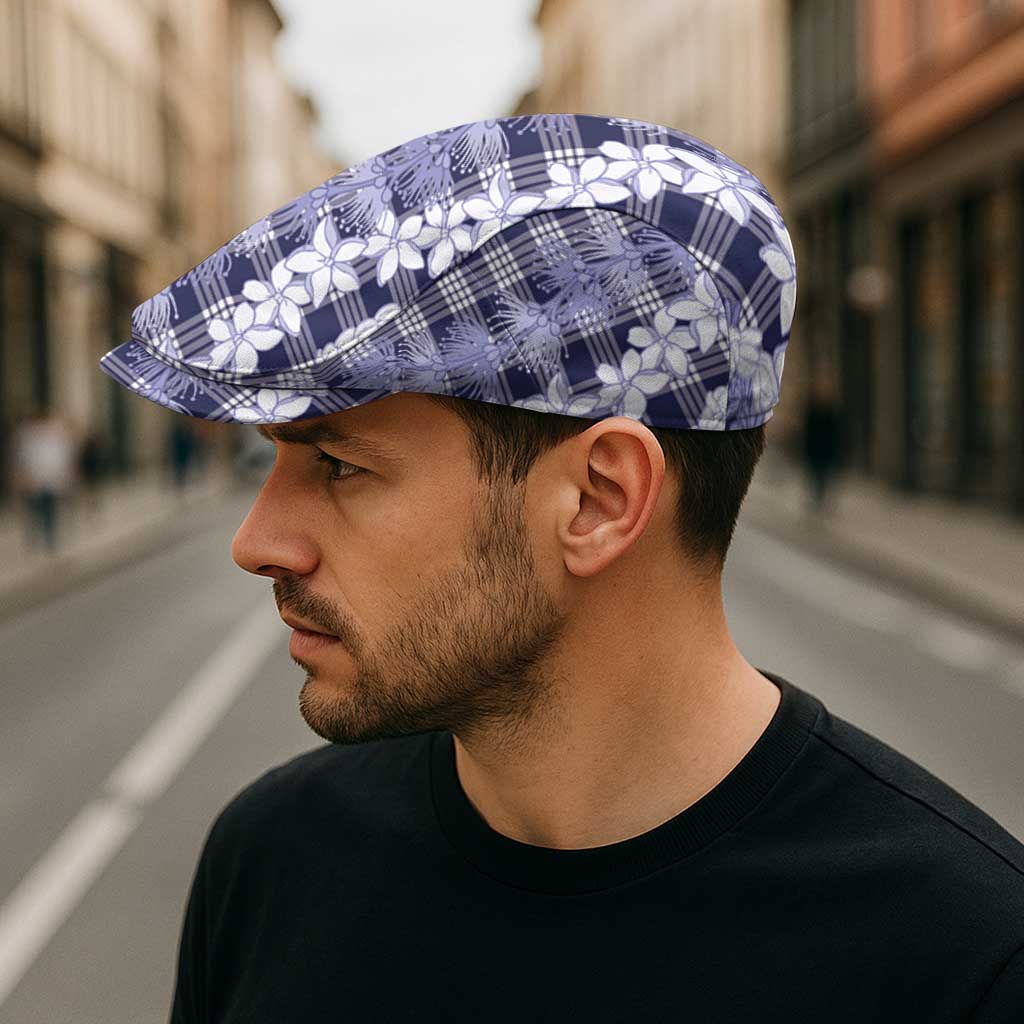 Hawaiian Ohia Lehua Lei Jeff Hat Plaid Palaka Uliuli hohonu Pattern - Polynesian Pride
