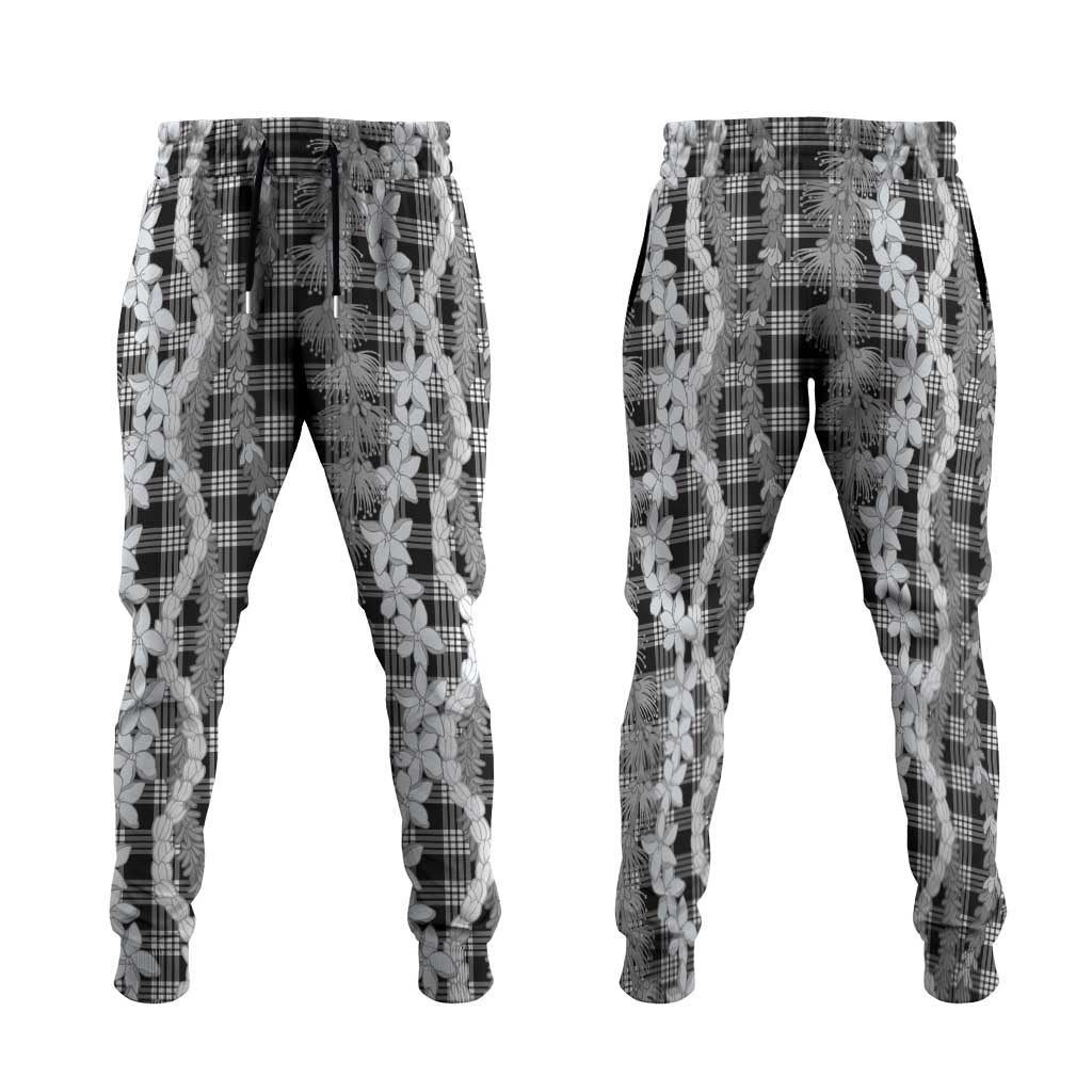 Hawaiian Ohia Lehua Lei Jogger Pants Plaid Palaka Eleele Pattern - Polynesian Pride