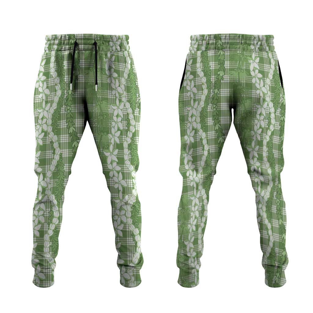 Hawaiian Ohia Lehua Lei Jogger Pants Plaid Palaka Omaomao Pattern - Polynesian Pride