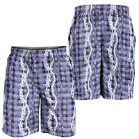 Hawaiian Ohia Lehua Lei Shorts for Men Plaid Palaka Uliuli hohonu Pattern - Polynesian Pride