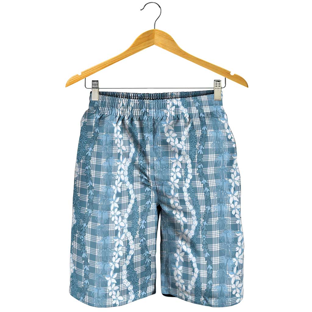 Hawaiian Ohia Lehua Lei Shorts for Men Plaid Palaka Uliuli Omaomao Pattern - Polynesian Pride
