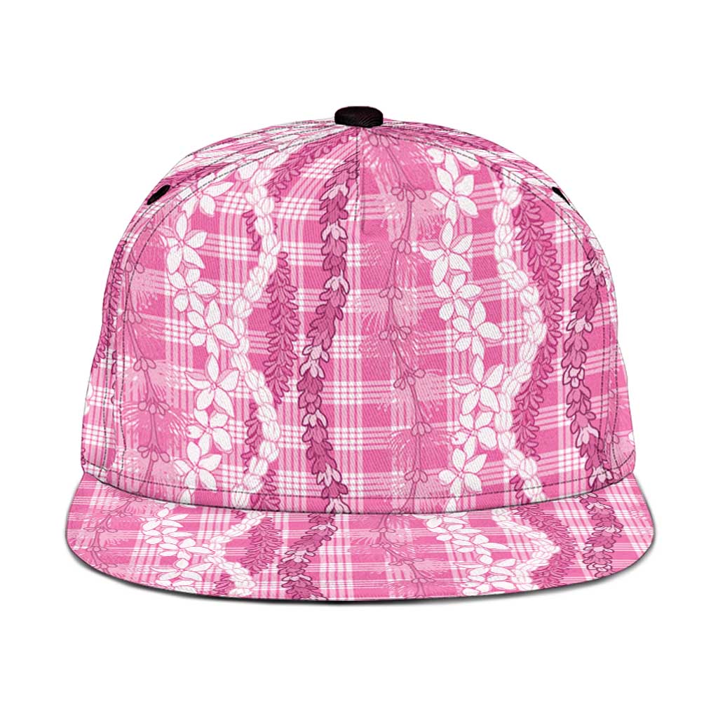 Hawaiian Ohia Lehua Lei Snapback Cap Plaid Palaka Akala Pattern - Polynesian Pride