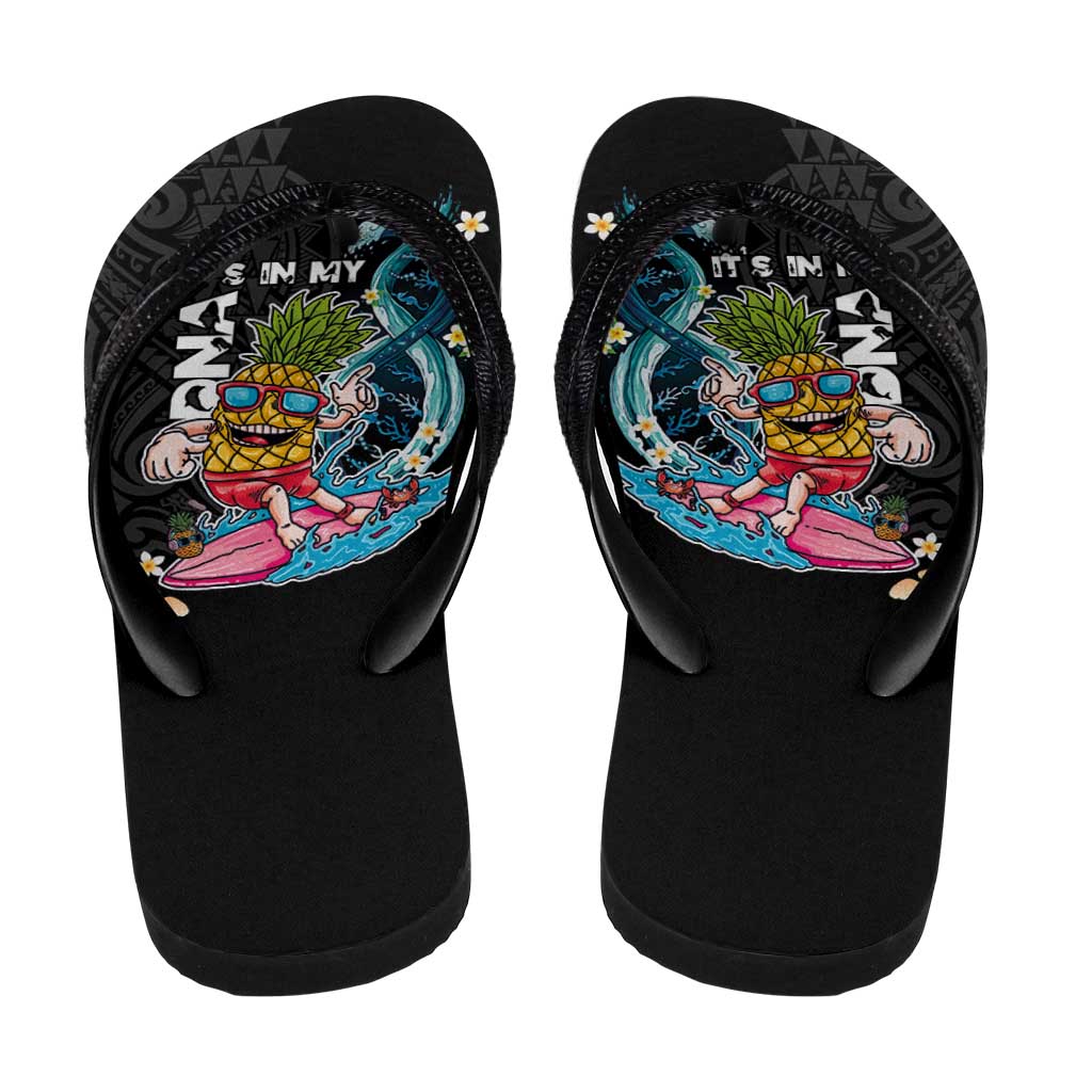 Hawaiian Pineapple Surfing Flip Flops It's in My DNA - Kakau and Polynesian Pattern LT03 - Polynesian Pride