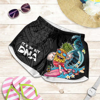 Hawaiian Pineapple Surfing Shorts for Women It's in My DNA - Kakau and Polynesian Pattern LT03 Black - Polynesian Pride