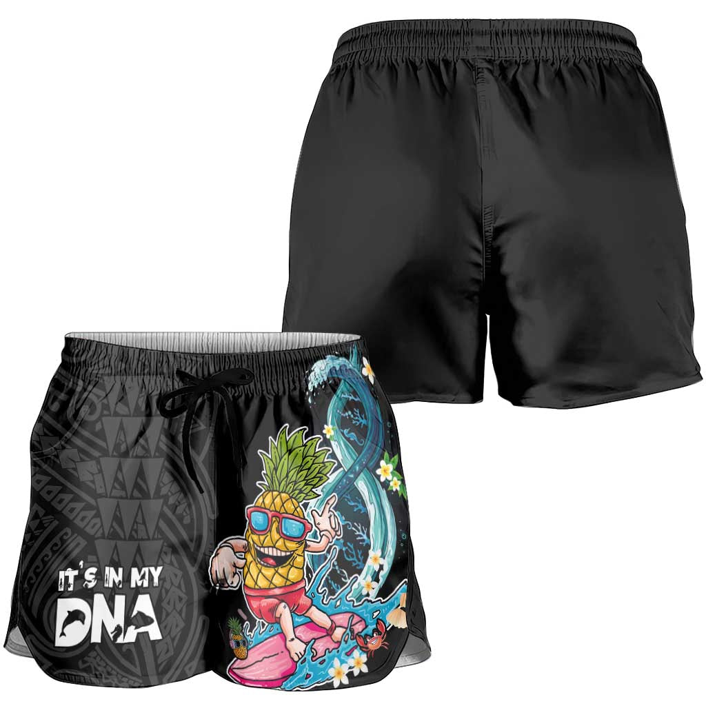 Hawaiian Pineapple Surfing Shorts for Women It's in My DNA - Kakau and Polynesian Pattern LT03 - Polynesian Pride