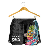 Hawaiian Pineapple Surfing Shorts for Women It's in My DNA - Kakau and Polynesian Pattern LT03 - Polynesian Pride